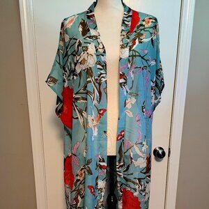 Sole Society Aqua Floral Kimono